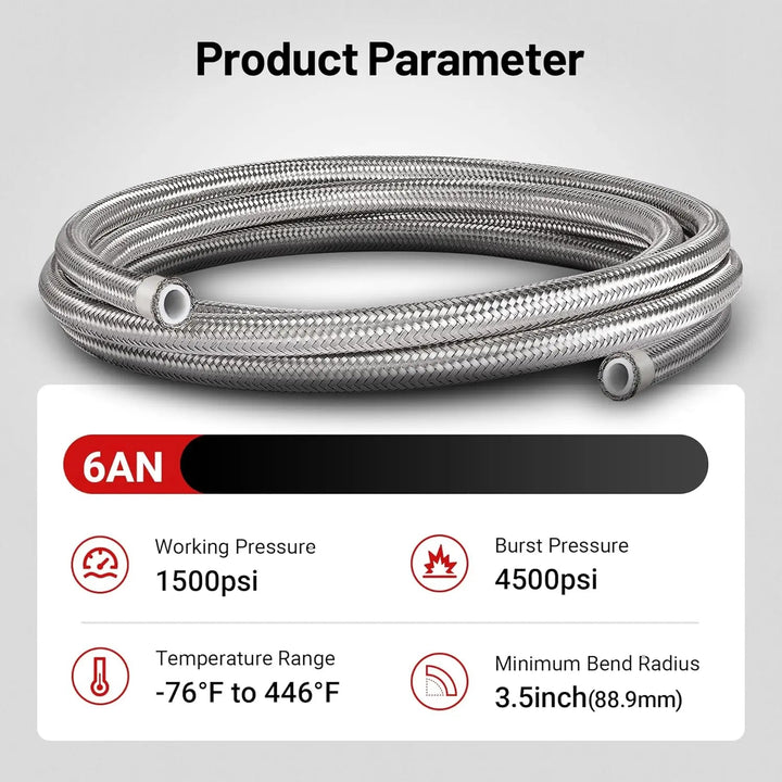 EVIL ENERGY PTFE LS Swap EFI Fuel Line Fitting Kit, burst pressure 4500psi, 3.5inch bend radius [Silver]