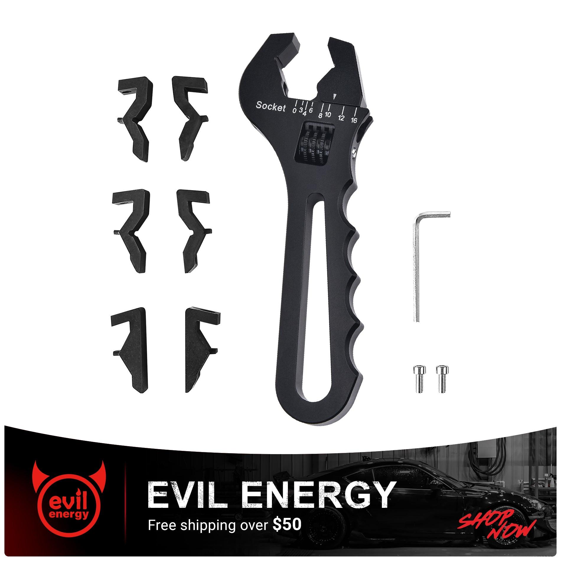 EVIL ENERGY Non Marring Wrench Adjustable AN Fitting Wrench 3-16AN Spanner Aluminum [Black]