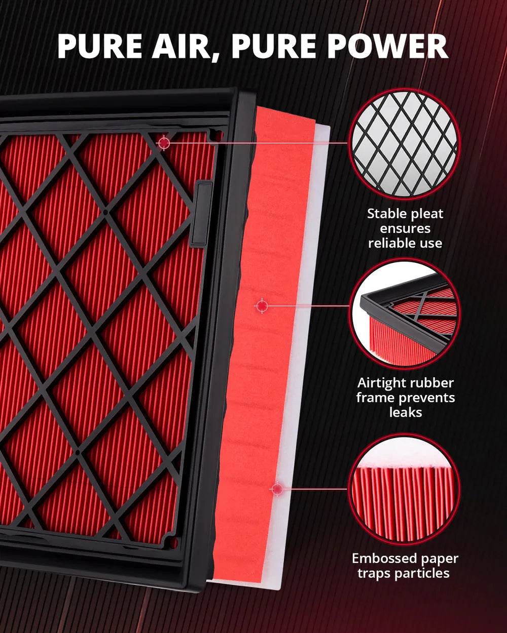 EVIL ENERGY Engine Air Filter Compatible with Ford Edge 2015-2024 2.0T 2.7T, Taurus 2014-2019 2.0T 2.7T, Fusion 2013-2020 1.5T 2.0T, Lincoln MKZ 2013-2020 2.0T, Replace DS7Z-9601A