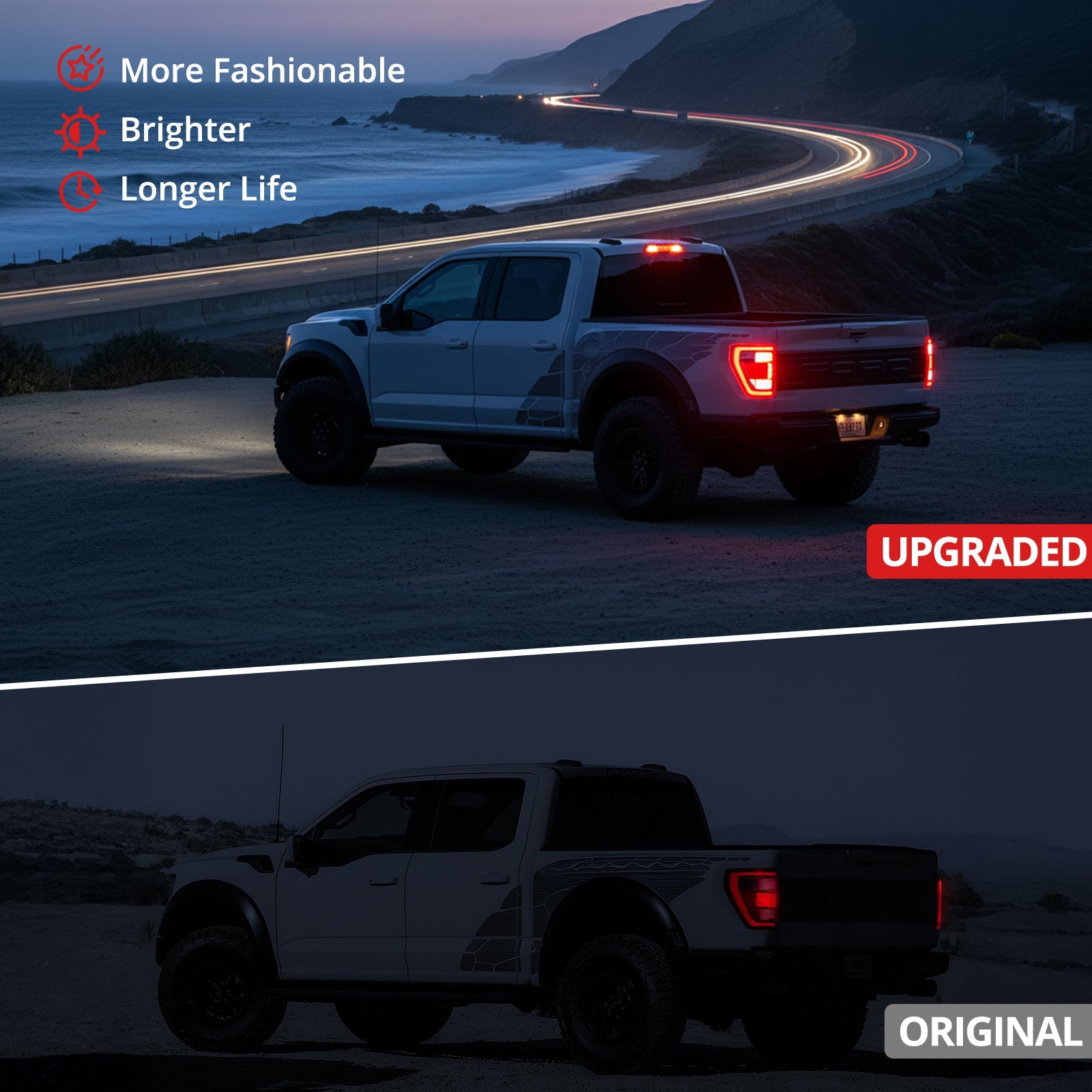 EVIL ENERGY Fit For 2021-2023 Ford F150 LED Tail Light Assembly w/Blind Spot, Left Driver Side/Right Passenger Side Taillight Rear Brake Lamp (Module NOT Included) - EVILENERGY