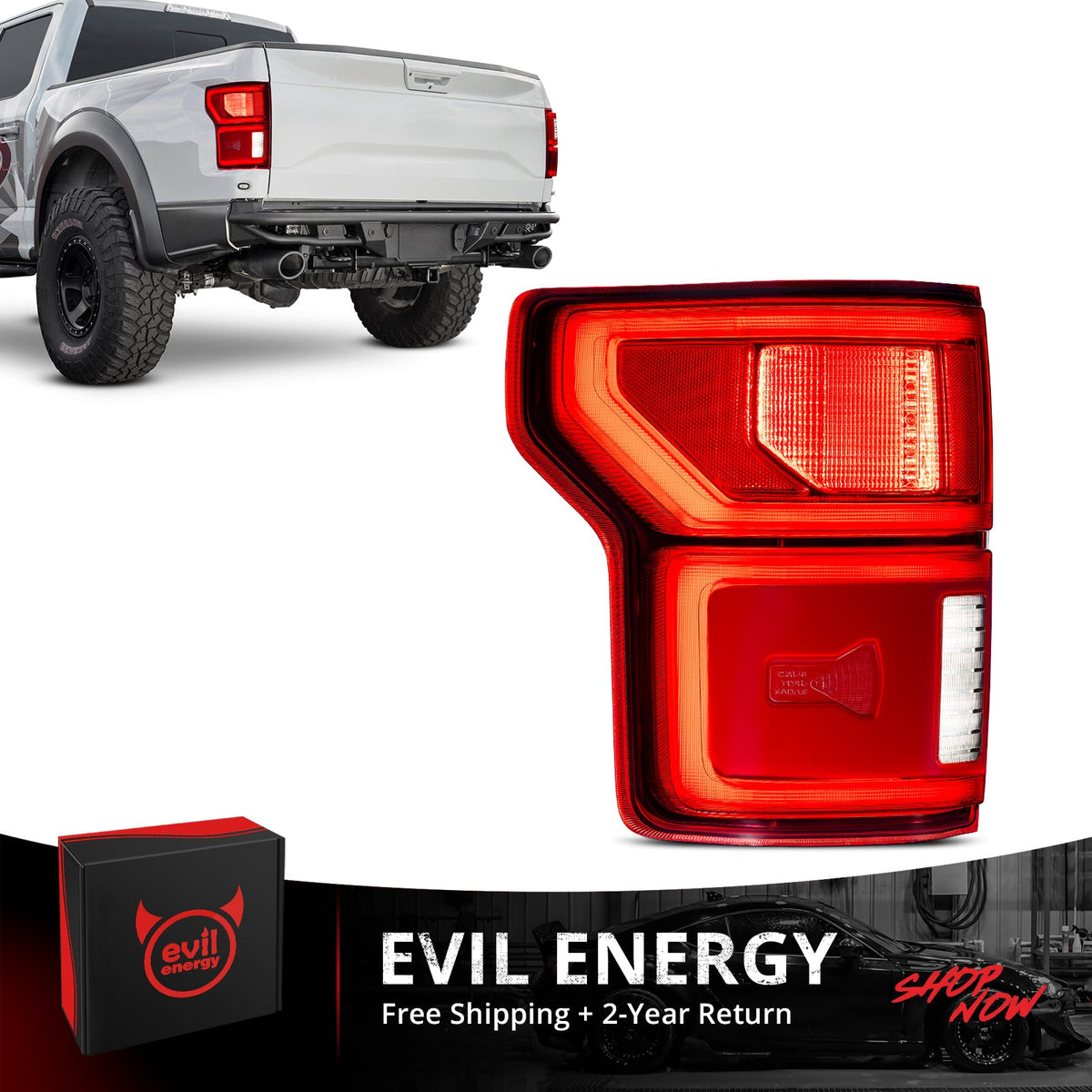 EVIL ENERGY Fit For Ford F150 2018-2020 LED Tail Light with Blind Spot Left Driver Side Taillight Rear Brake Lamp Signal Assembly (Module NOT Included)