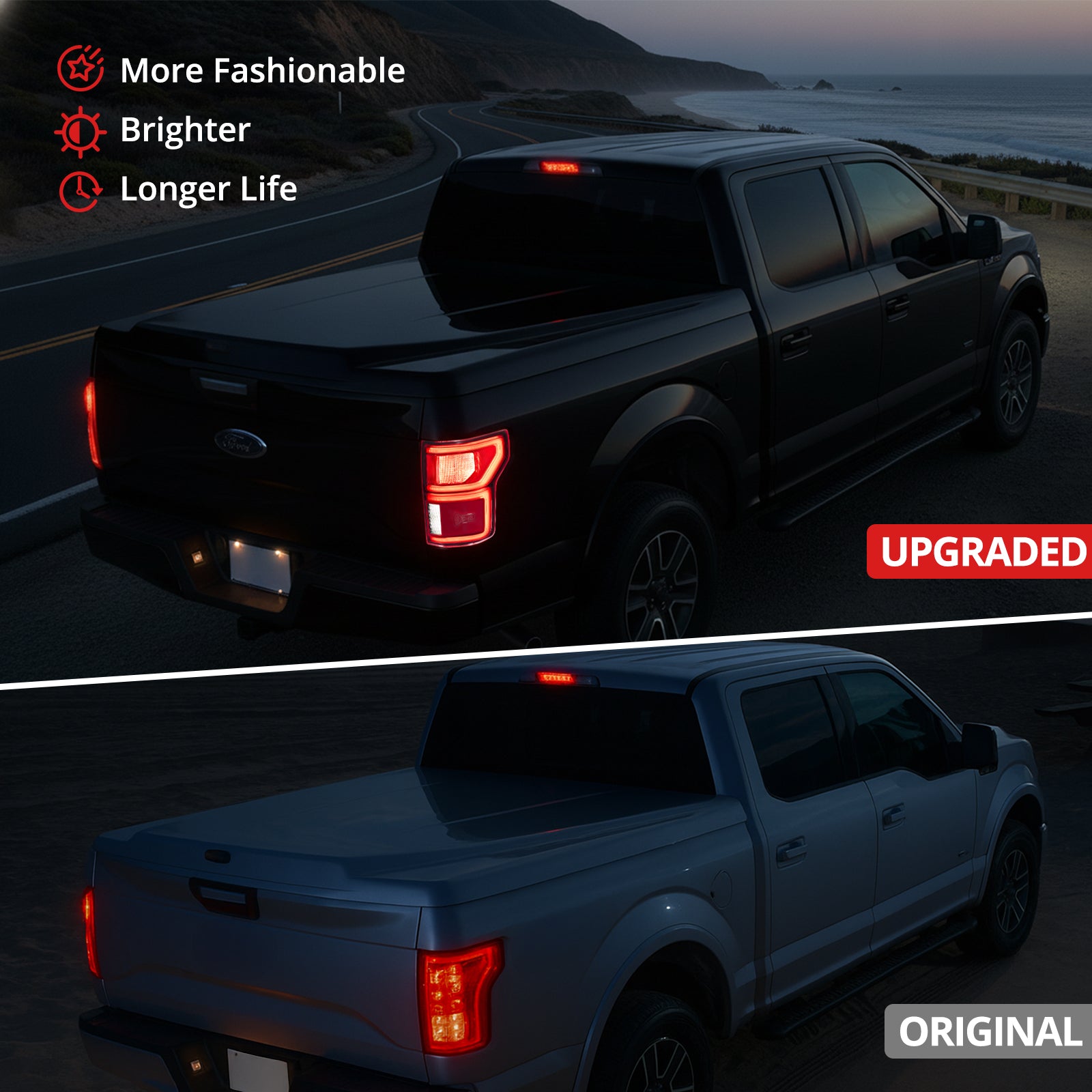 EVIL ENERGY Fit For Ford F150 2018-2020 LED Tail Light with Blind Spot Left Driver/Right Passenger Side Taillight Rear Brake Lamp Signal Assembly (Module NOT Included) - EVILENERGY