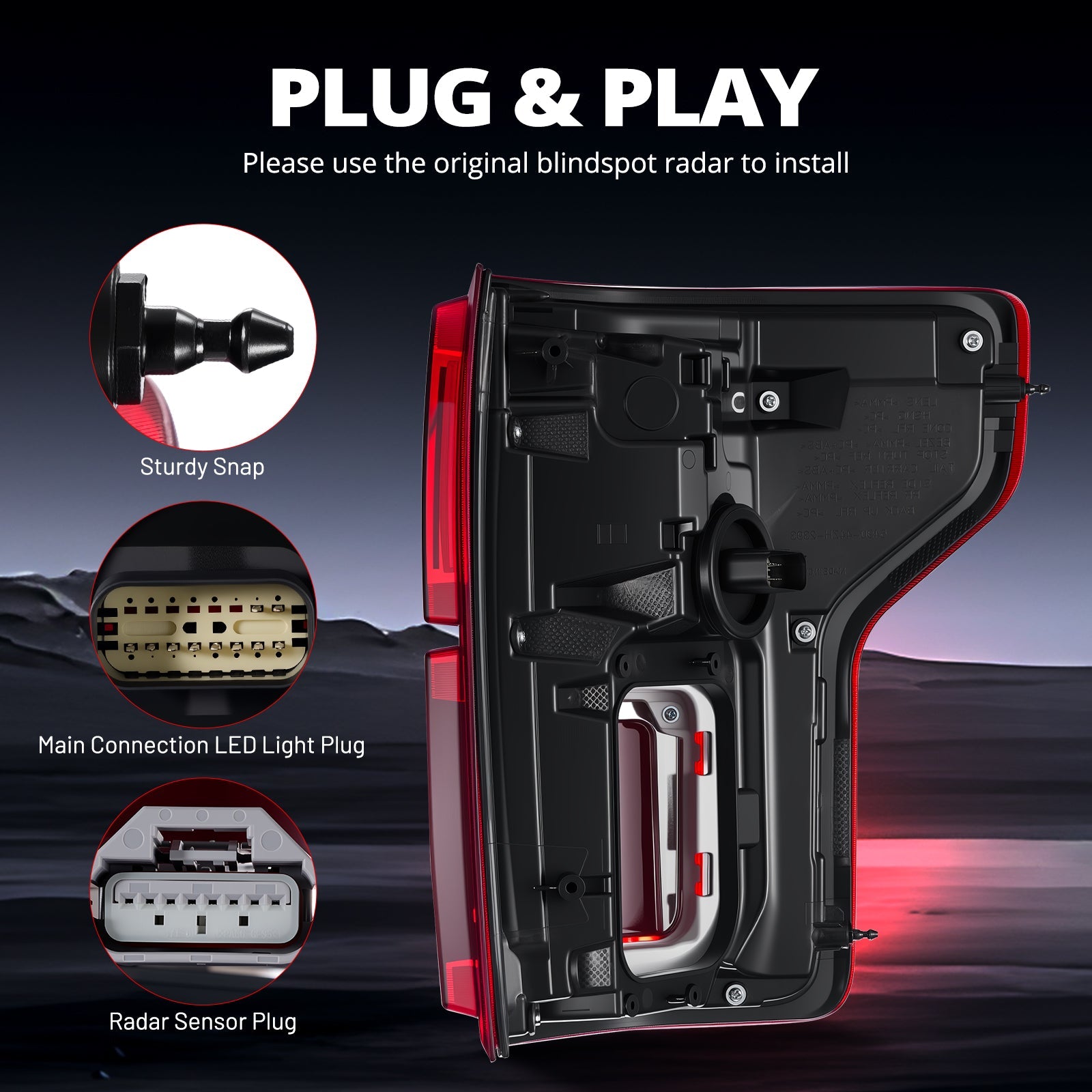 EVIL ENERGY Fit For Ford F150 2018-2020 LED Tail Light with Blind Spot Left Driver/Right Passenger Side Taillight Rear Brake Lamp Signal Assembly (Module NOT Included) - EVILENERGY