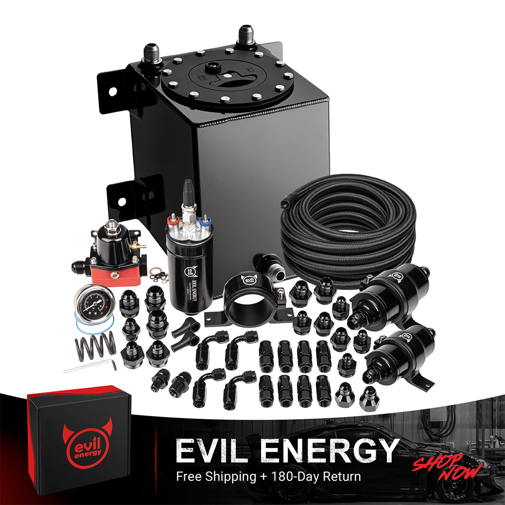 [1 Gallon,CPE,Black] Complete EVIL ENERGY fuel cell kit with fuel pump, hose, filter, and fittings – ideal EFI fuel cell setup