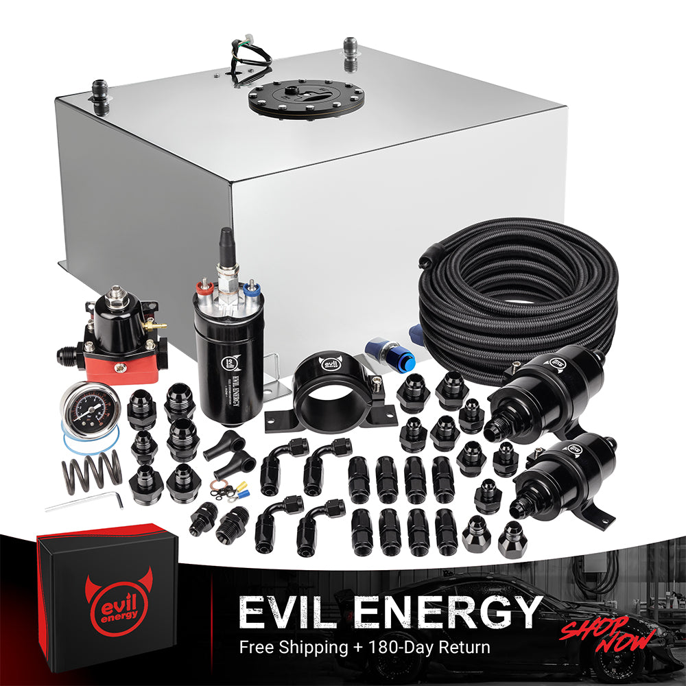[15 Gallon(Cubic),CPE,Silver] Complete EVIL ENERGY fuel cell kit with fuel pump, hose, filter, and fittings – ideal EFI fuel cell setup