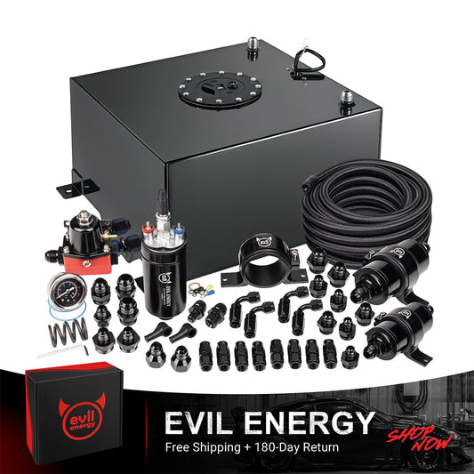 [10 Gallon,Black,CPE] Complete EVIL ENERGY fuel cell kit with fuel pump, hose, filter, and fittings – ideal EFI fuel cell setup