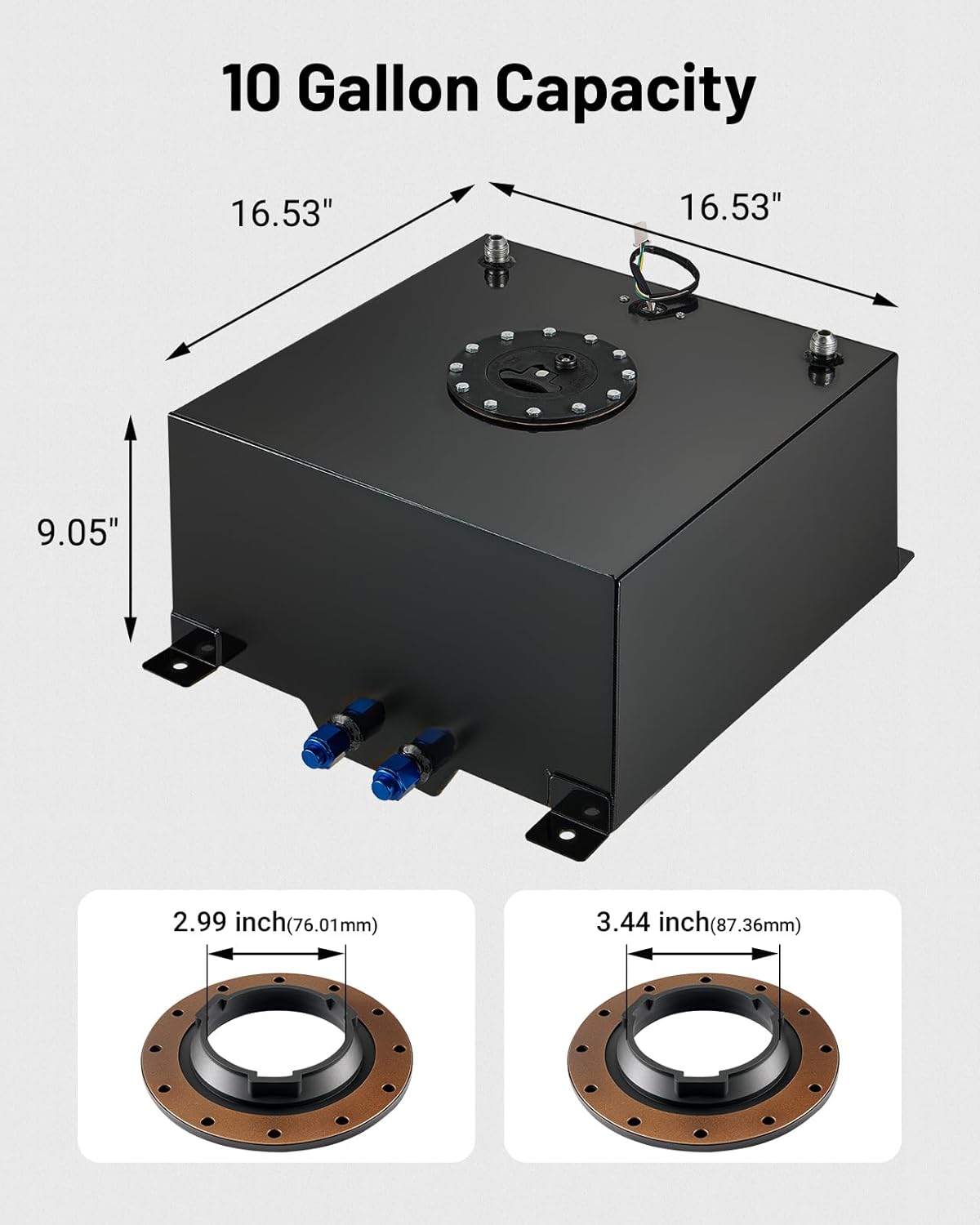 EVIL ENERGY Fuel Cell Gas Tank with Level Sender Black Street Drift Aluminum[10 Gallon]