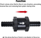 EVILENERGY EVIL ENERGY Fuel Check Valve One Way Inline Non Return Diesel Gasoline Black 2PCS