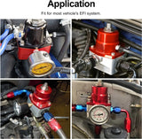 Evilenergy EVIL ENERGY Fuel Pressure Regulator 6AN EFI Bypass Return Adjustable 30-70psi Black&Red