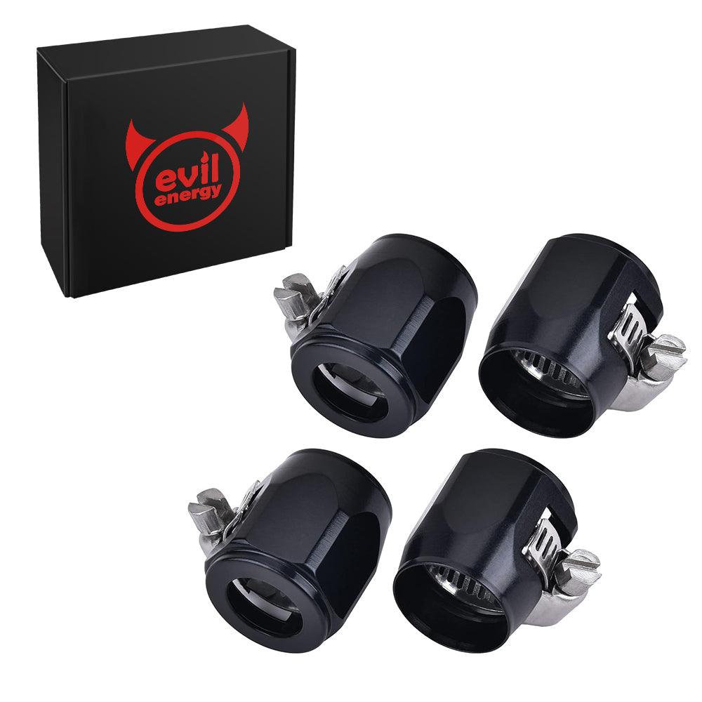 4Pcs AN Hose Finisher Clamp, Black Straight Hard Aluminum Anodized