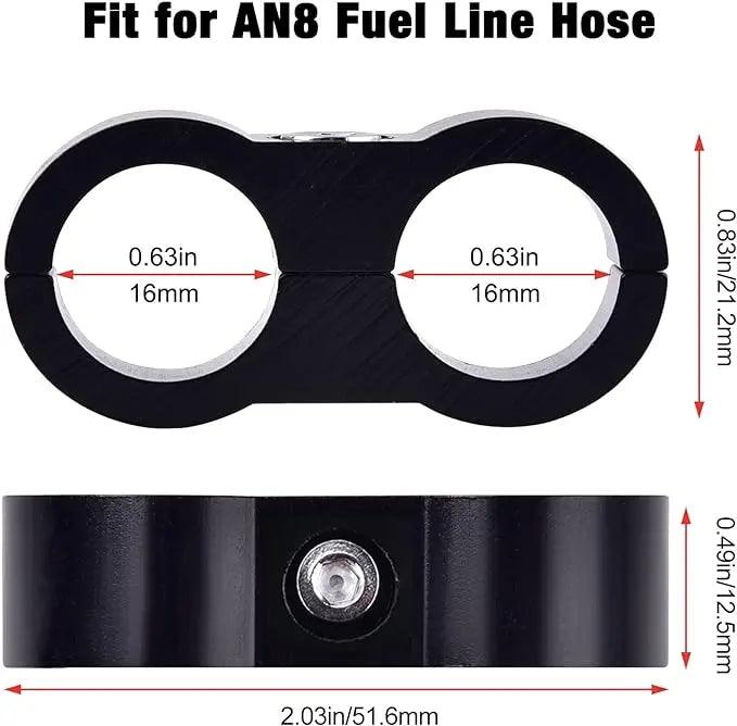Fit for AN8 fuel line hose, size 0.63in/16mm, 0.63in/16mm, 0.83in/21.2mm, 2.03in/51.6mm, 0.49in/12.5mm