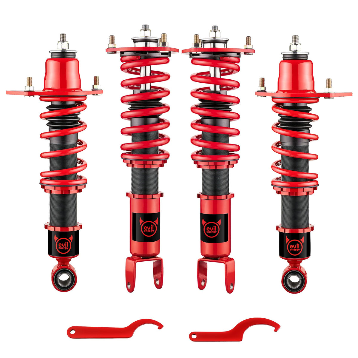 EVIL ENERGY Mazda RX-8 2004-2011 Coilovers: Height-Adjustable Twin-Tube Suspension Kit, Red - Performance Lowering Kit for Enhanced Ride - EVILENERGY