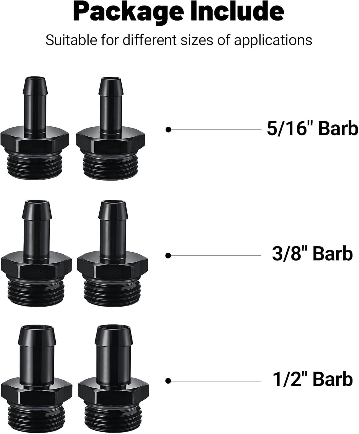 Evil Energy Universal Inline Fuel Filter - 10/30/40/100 Micron Stainless Steel Element w/1/2", 3/8", 5/16" Barb Adapters (Gas/Diesel/E85 Compatible) - Aluminum Black