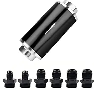 Evilenergy EVIL ENERGY Inline Fuel Filter 100 Micron with 6/8/10AN Adapter Universal 50MM