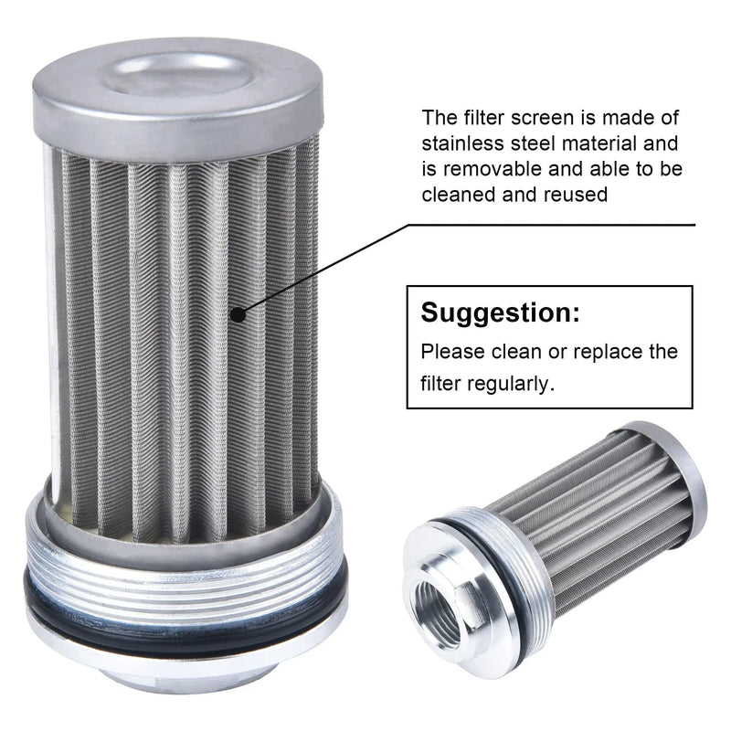 Evilenergy EVIL ENERGY Inline Fuel Filter 100 Micron with 6/8/10AN Adapter Universal 50MM