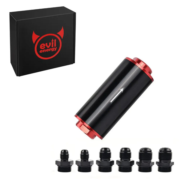 Evilenergy EVIL ENERGY Inline Fuel Filter 100 Micron with 6/8/10AN Adapter Universal 50MM