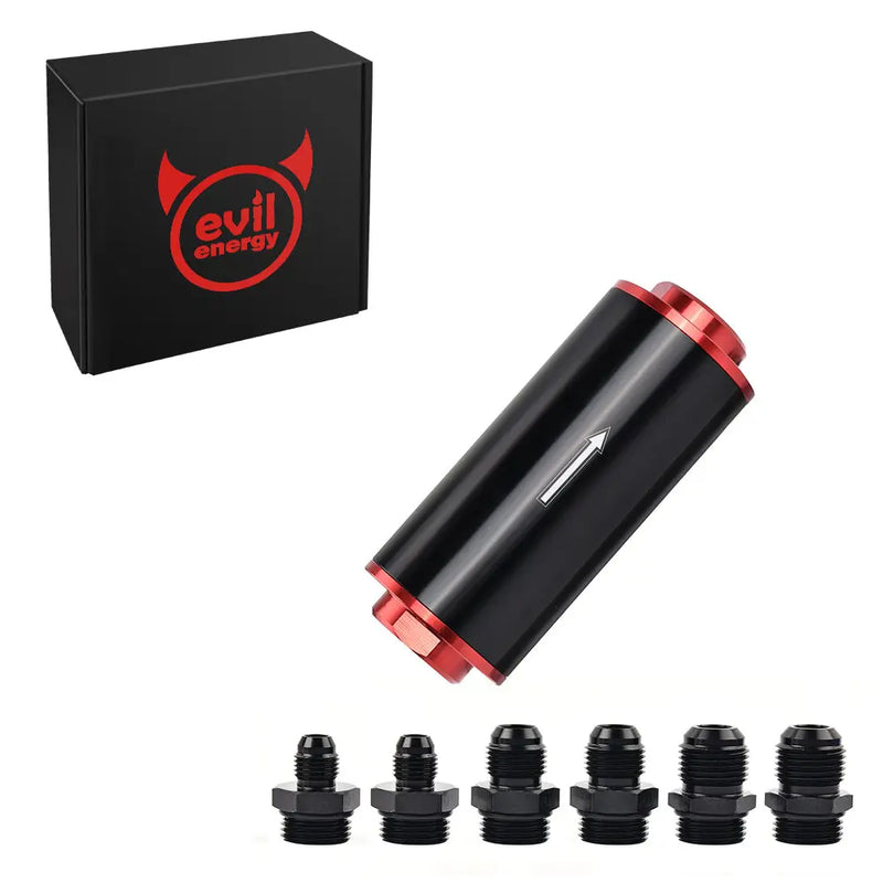 Evilenergy EVIL ENERGY Inline Fuel Filter 100 Micron with 6/8/10AN Adapter Universal 50MM