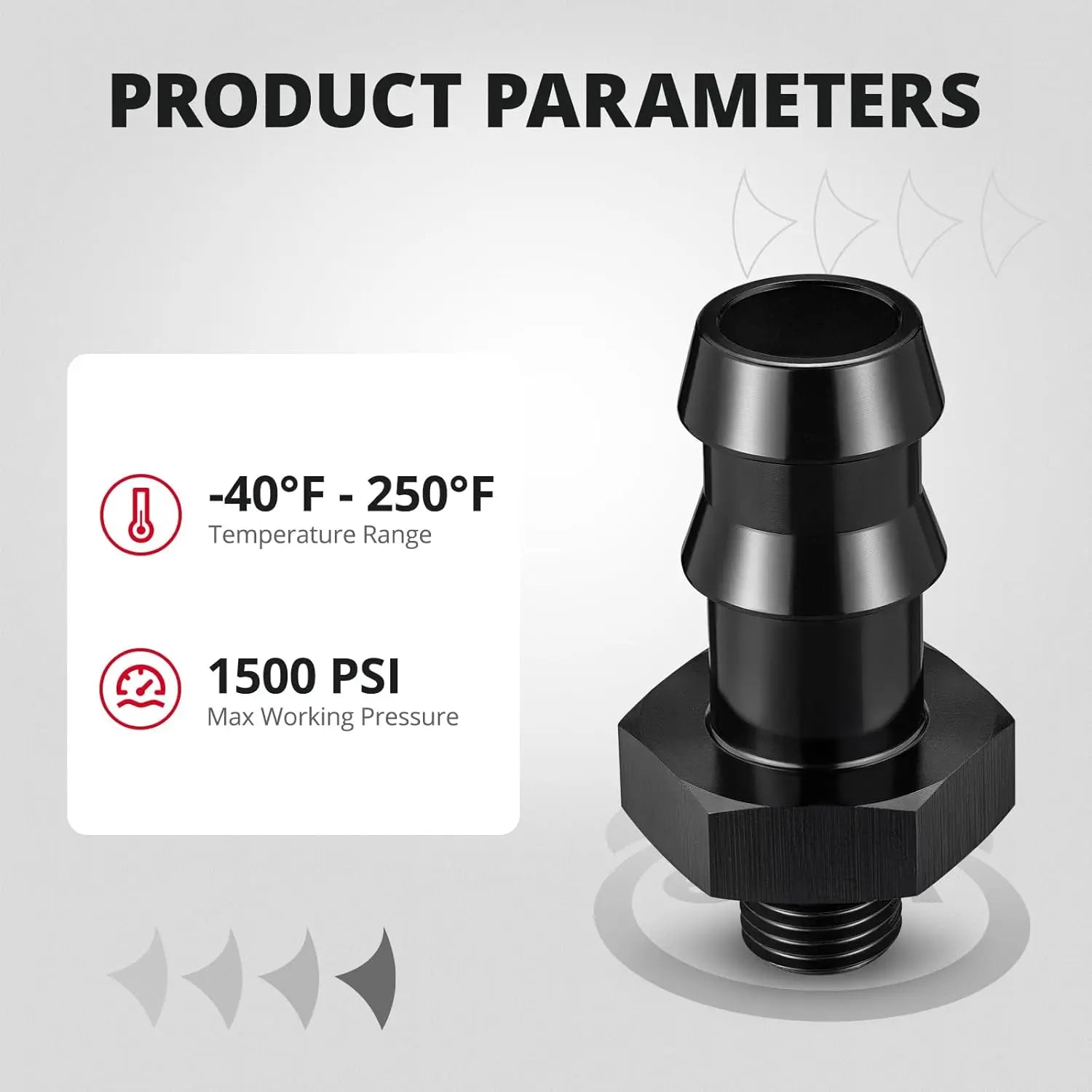 EVILENERGY EVIL ENERGY M10x1.0 Metric to 1/2 Barb Fuel Pump Inlet Outlet Fitting Adapter with Washer, Aluminum Black