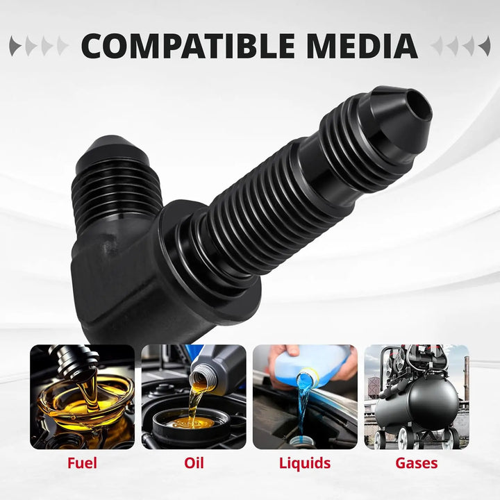 [90 Degree]EVILENERGY EVIL ENERGY Male 90 Degree 3AN Bulkhead Fitting Adapter Aluminum with 3AN Nut Black