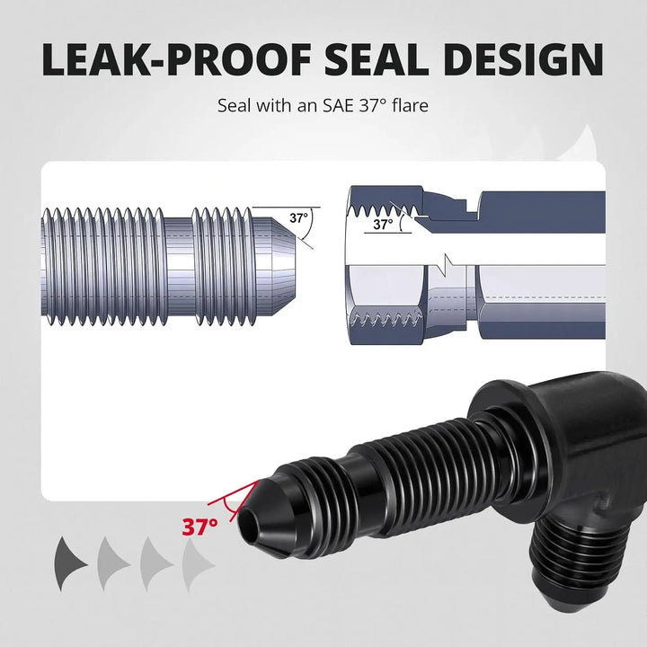 [90 Degree]EVILENERGY EVIL ENERGY Male 90 Degree 3AN Bulkhead Fitting Adapter Aluminum with 3AN Nut Black