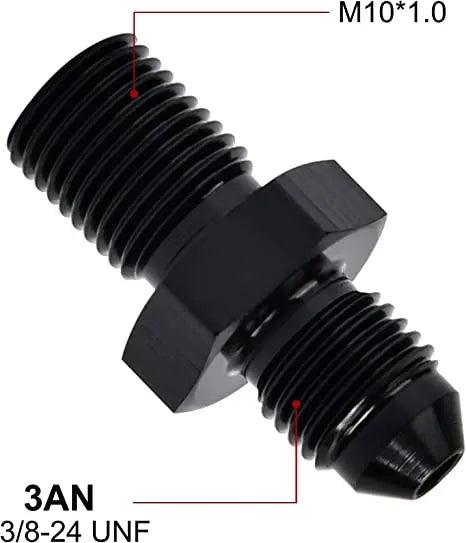 Evilenergy EVIL ENERGY Male Flare to Male Metric Fitting Adapter Aluminium Alloy 2PCS[3AN,M10x1.0]
