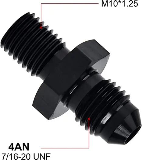 Evilenergy EVIL ENERGY Male Flare to Male Metric Fitting Adapter Aluminium Alloy 2PCS[4AN,M10x1.25]