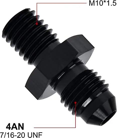 Evilenergy EVIL ENERGY Male Flare to Male Metric Fitting Adapter Aluminium Alloy 2PCS[4AN,M10x1.5]