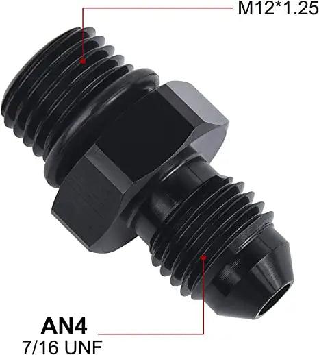 Evilenergy EVIL ENERGY Male Flare to Male Metric Fitting Adapter Aluminium Alloy 2PCS[4AN,M12x1.25]