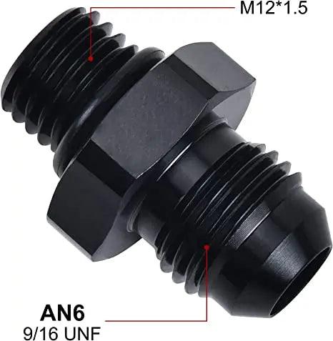 Evilenergy EVIL ENERGY Male Flare to Male Metric Fitting Adapter Aluminium Alloy 2PCS[6AN,M12x1.5]