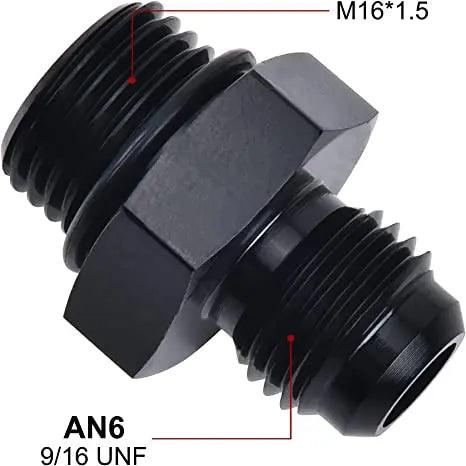 Evilenergy EVIL ENERGY Male Flare to Male Metric Fitting Adapter Aluminium Alloy 2PCS[6AN,M16x1.5]