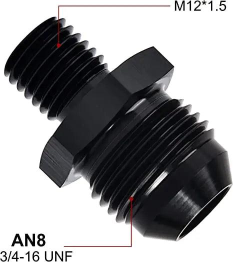 Evilenergy EVIL ENERGY Male Flare to Male Metric Fitting Adapter Aluminium Alloy 2PCS[8AN,M12x1.5]