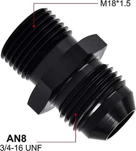 Evilenergy EVIL ENERGY Male Flare to Male Metric Fitting Adapter Aluminium Alloy 2PCS[8AN,M18x1.5]