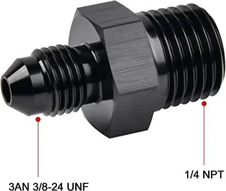 Evilenergy EVIL ENERGY Male Flare to NPT Pipe Fitting Adapter Aluminum Straight Black 2PCS/4PCS[1/4,3AN]