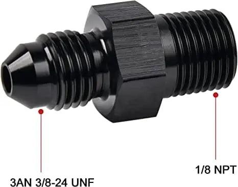 Evilenergy EVIL ENERGY Male Flare to NPT Pipe Fitting Adapter Aluminum Straight Black 2PCS/4PCS[1/8,3AN]