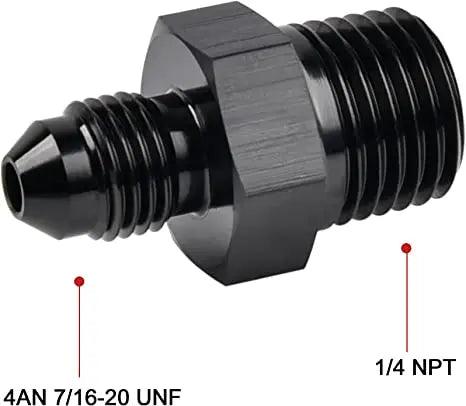 Evilenergy EVIL ENERGY Male Flare to NPT Pipe Fitting Adapter Aluminum Straight Black 2PCS/4PCS[1/4,4AN]