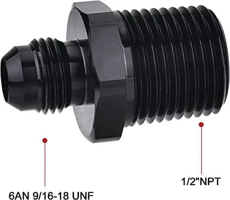 Evilenergy EVIL ENERGY Male Flare to NPT Pipe Fitting Adapter Aluminum Straight Black 2PCS/4PCS[1/2,6AN]