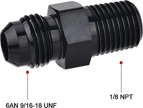 Evilenergy EVIL ENERGY Male Flare to NPT Pipe Fitting Adapter Aluminum Straight Black 2PCS/4PCS[1/8,6AN]