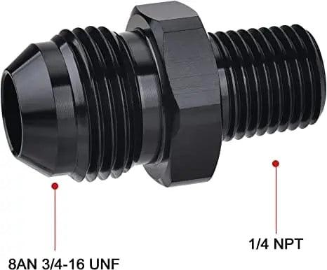 Evilenergy EVIL ENERGY Male Flare to NPT Pipe Fitting Adapter Aluminum Straight Black 2PCS/4PCS[1/4,8AN]