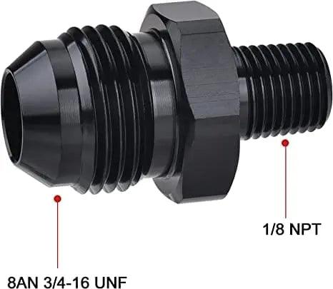 Evilenergy EVIL ENERGY Male Flare to NPT Pipe Fitting Adapter Aluminum Straight Black 2PCS/4PCS[1/8,8AN]