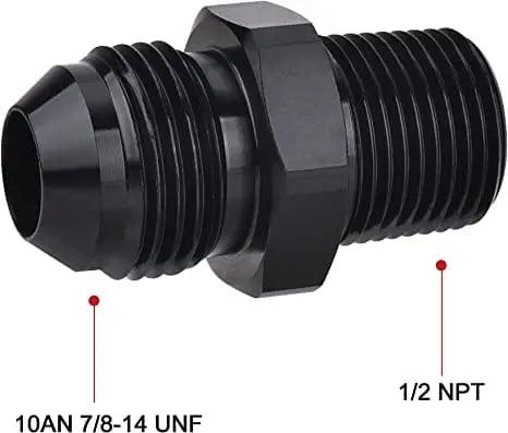 Evilenergy EVIL ENERGY Male Flare to NPT Pipe Fitting Adapter Aluminum Straight Black 2PCS/4PCS[1/2,10AN]