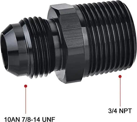 Evilenergy EVIL ENERGY Male Flare to NPT Pipe Fitting Adapter Aluminum Straight Black 2PCS/4PCS[3/4,10AN]