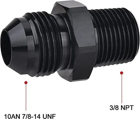 Evilenergy EVIL ENERGY Male Flare to NPT Pipe Fitting Adapter Aluminum Straight Black 2PCS/4PCS[3/8,10AN]