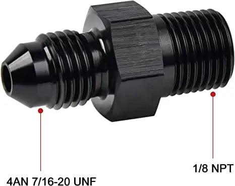 Evilenergy EVIL ENERGY Male Flare to NPT Pipe Fitting Adapter Aluminum Straight Black 2PCS/4PCS[1/8,4AN]