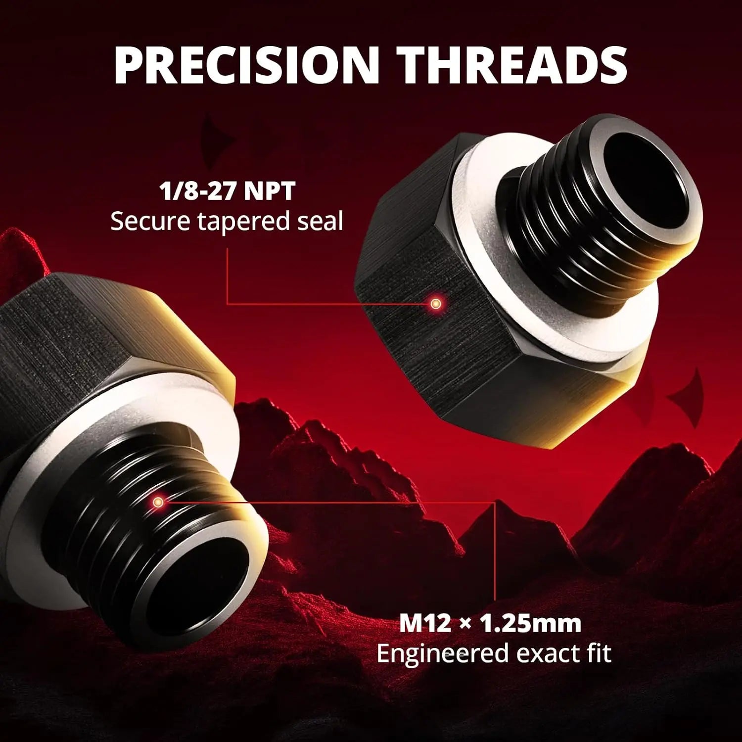 [M12X1.25 Male to 1/8 NPT]EVILENERGY EVIL ENERGY Male Metric to NPT Gauge Port Fuel Pressure Take off Fitting Adapter