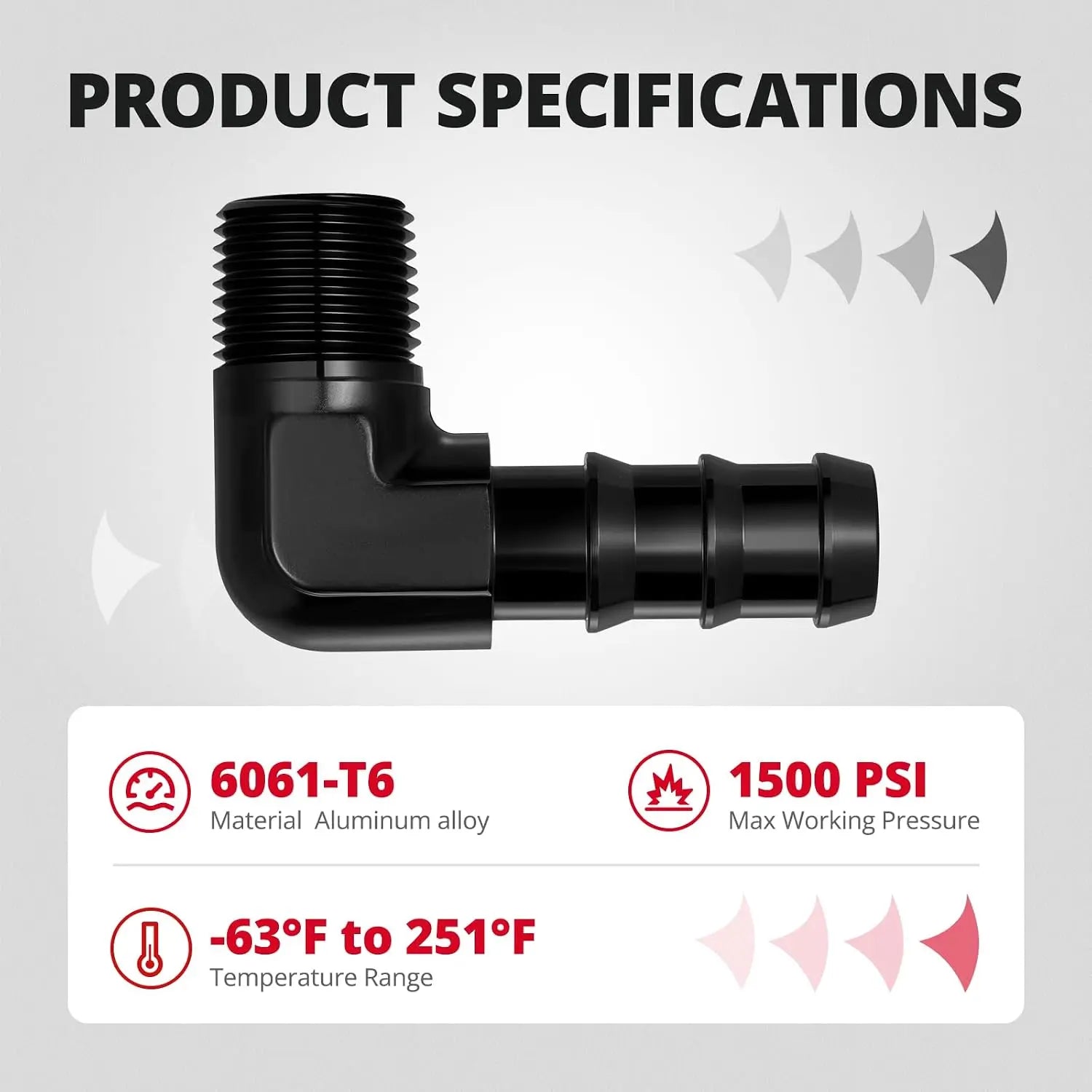 EVILENERGY EVIL ENERGY NPT Male to Barb Fitting Adapter 45/90 Degree Hose Fitting Aluminum Black