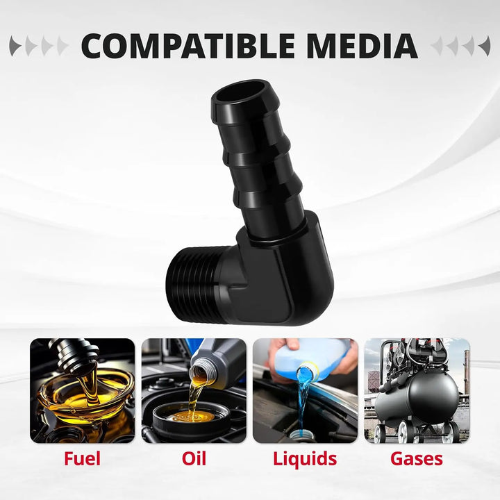 EVILENERGY EVIL ENERGY NPT Male to Barb Fitting Adapter 45/90 Degree Hose Fitting Aluminum Black