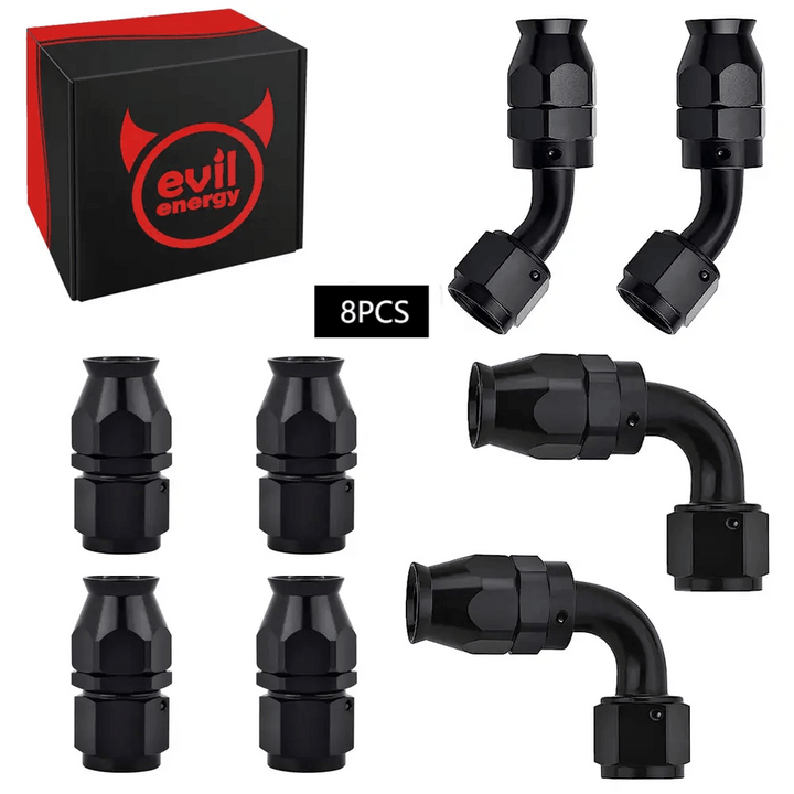 EVIL ENERGY PTFE Fuel Line Fitting Kit 4/6/8/10AN Nylon Braided Fuel Hose 10-25FT Optional - EVILENERGY