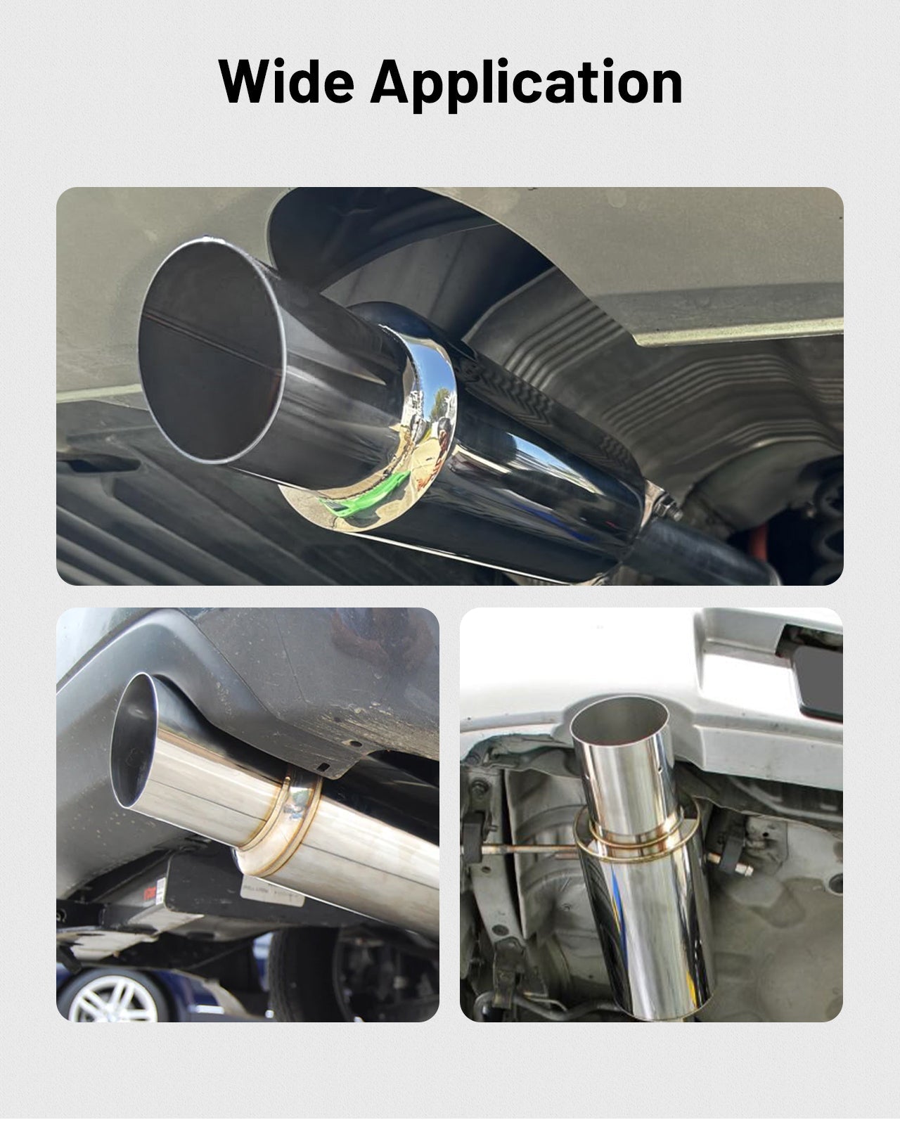 EVIL ENERGY Straight-Cut Exhaust Muffler Tip – Silver 14.6" Length, OEM Style Upgrade - EVILENERGY