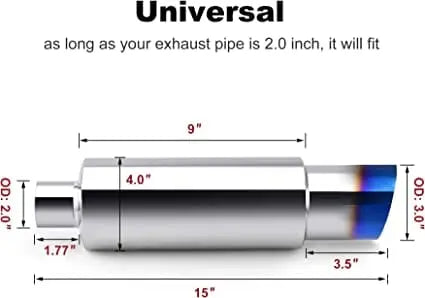 Evilenergy EVIL ENERGY Exhaust Muffler Stainless Steel Exhaust Tip Universal 15"/18.5" Length