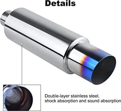 Evilenergy EVIL ENERGY Exhaust Muffler Stainless Steel Exhaust Tip Universal 15"/18.5" Length
